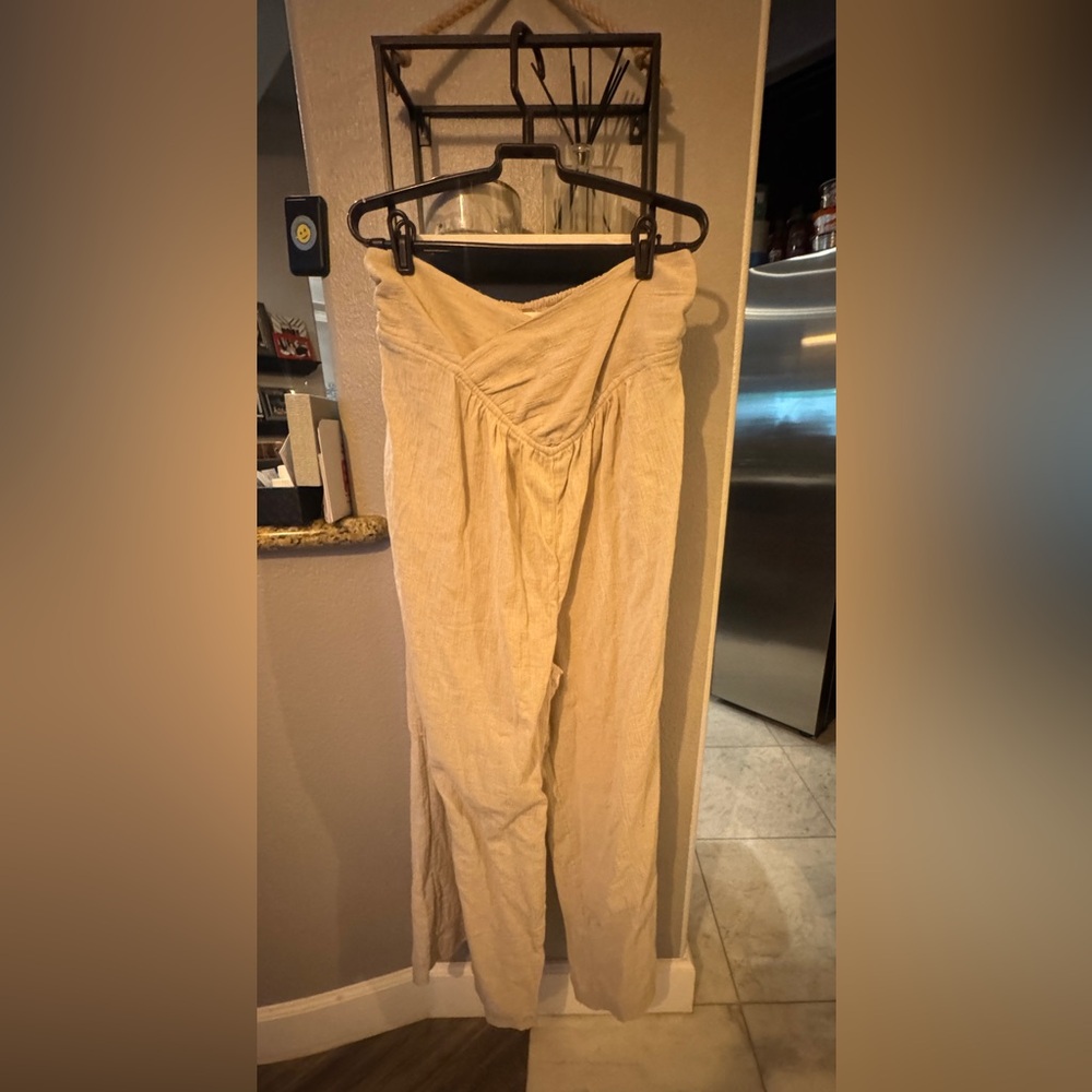 Free People Cream Wide Leg beach pants